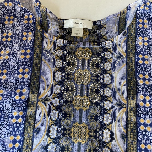 CJ Banks Short Sleeve Top Blue Size 2X - Picture 7 of 16